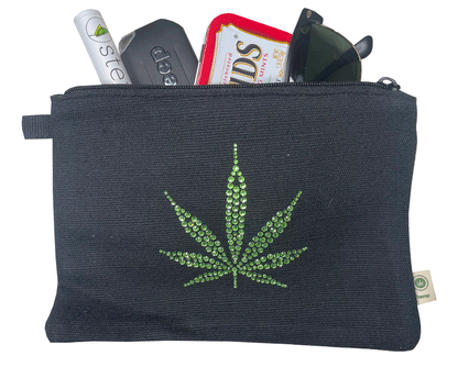 Green Rhinestone Leaf Hemp Bag