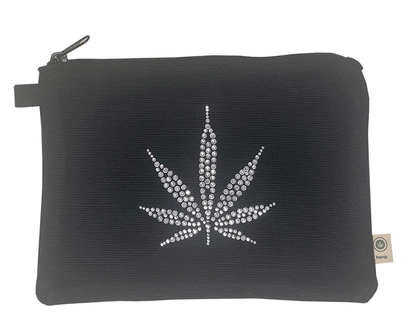 Silver Rhinestone Leaf Hemp Bag